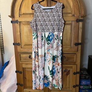 Unbranded - Mixed Design Sleeveless Maxi Dress - Size XL with Side Zipper